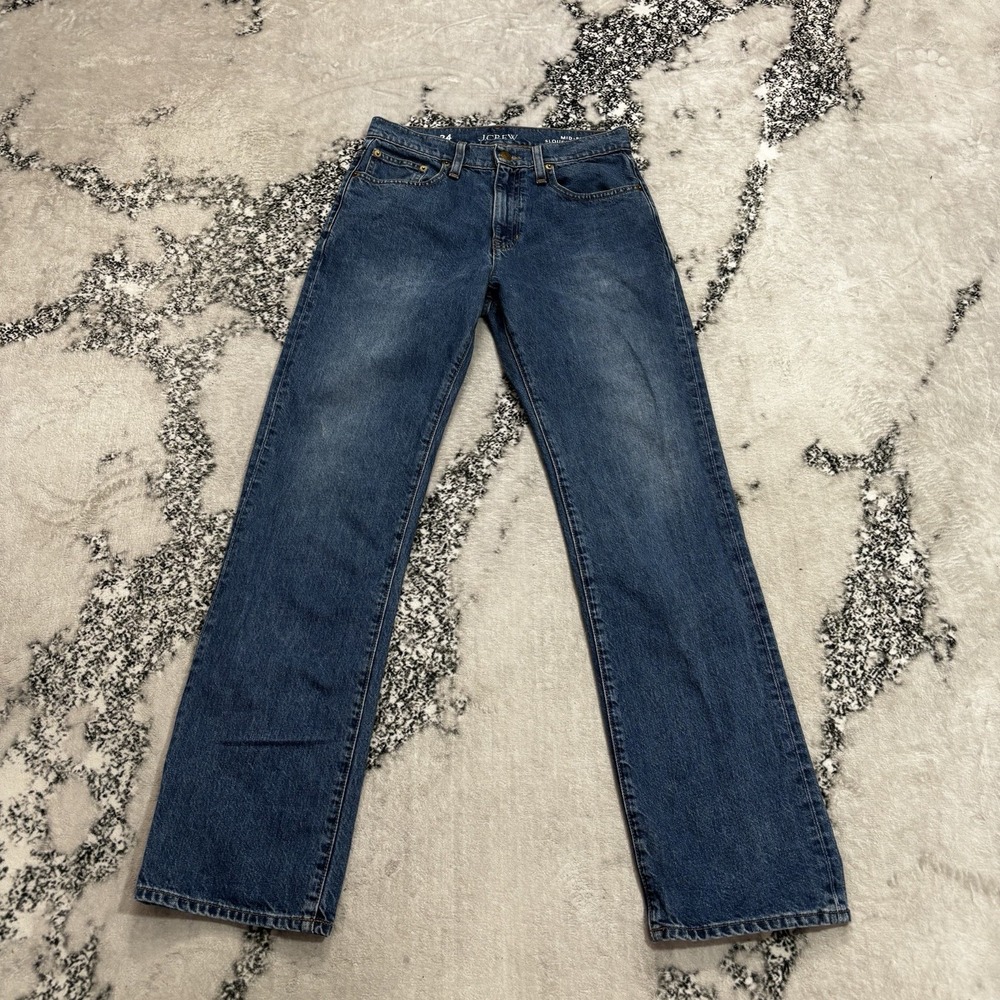 J.Crew Mid-Rise Slouchy Straight Jeans Womens Size 24 Medium Wash Denim
